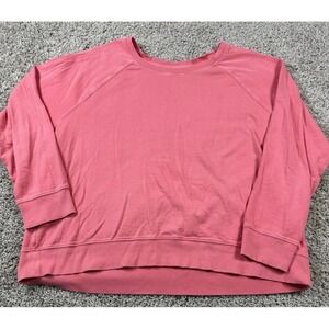 Athleta Womens Long Sleeve Crew Neck Shirt Pullover Pink XL - Read